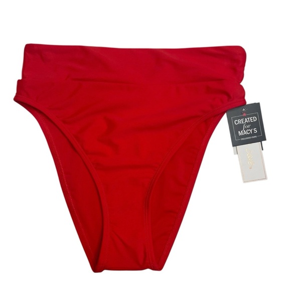 Salt + Cove Ziggy Pop Longline Bikini Top & High-Waist Swim Bottoms Vermillion - Picture 7 of 10